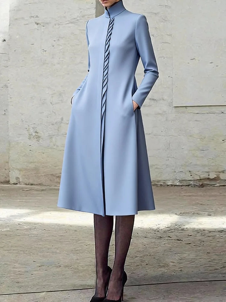 UOOZEE Women's Elegant Ruffled Office Shirt Dress